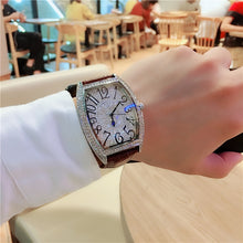 Load image into Gallery viewer, 2019 New Hot Selling Couple Watch Wine Barrel Shape FM Full Star Watch Full Diamond Waterproof Quartz Watch