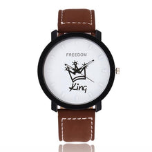 Load image into Gallery viewer, New Relogio Couples Watch King &amp; Queen Leather Quartz Watch Mens Ladies Fashion Sport Clock Men's Watches Women's Watches Gifts